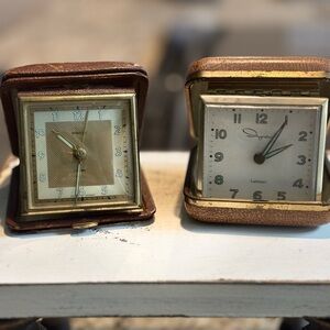 Vintage Bradley and Ingraham Travel Clocks Set of 2